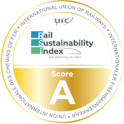 Rail Sustainability index badge for Score A 